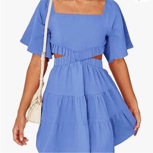 Chic Blue Cutout Mini Dress